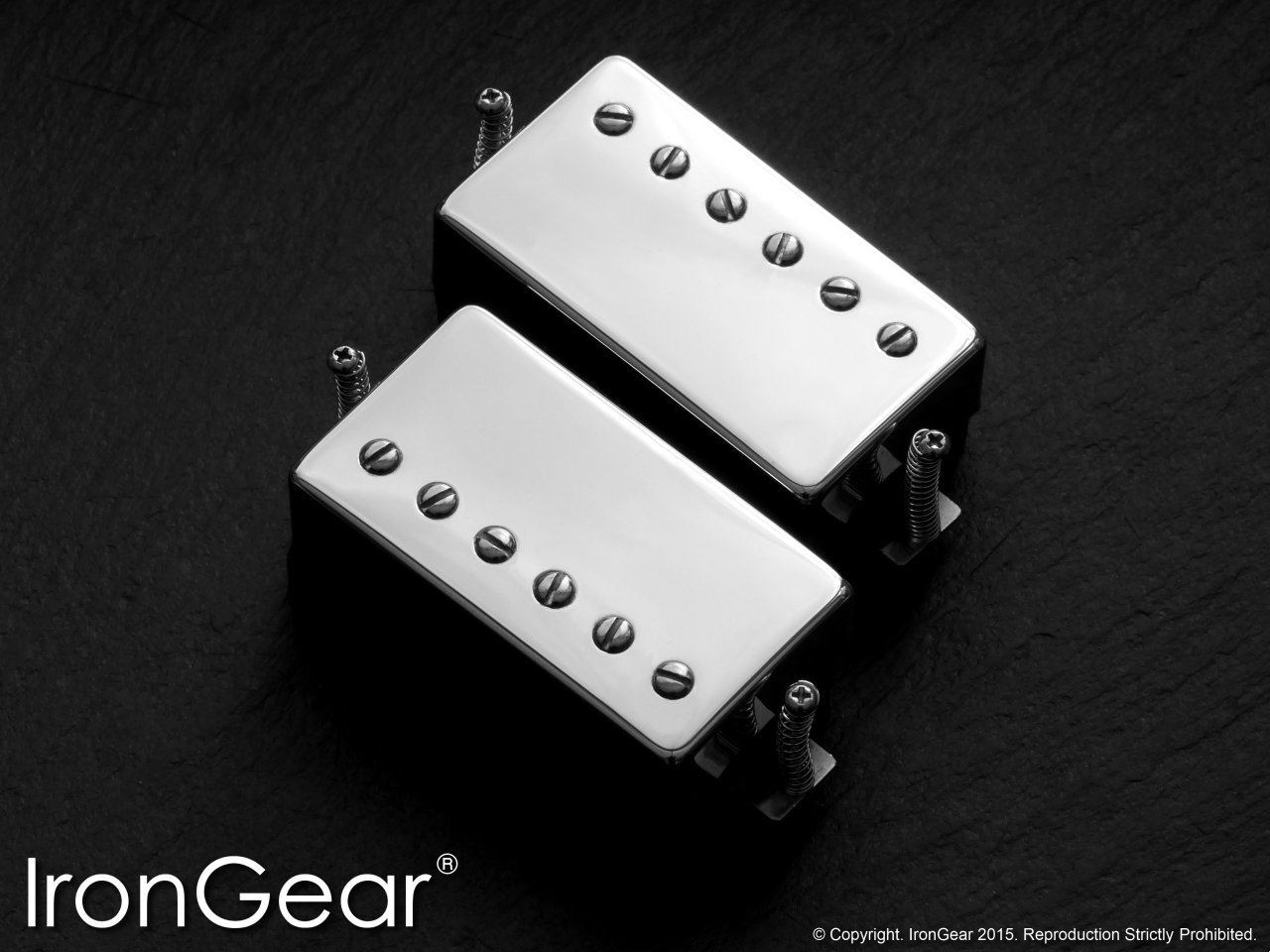 IronGear Blues Engine PAF humbucker pickup pair, chrome covers