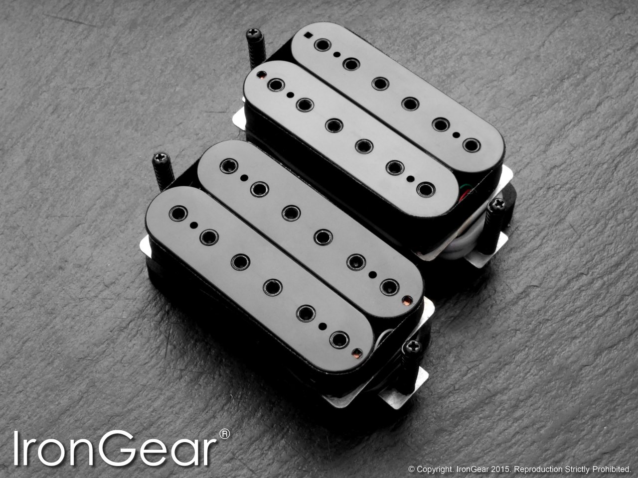 IronGear Steam Hammer humbucker pickup pair, black open coils