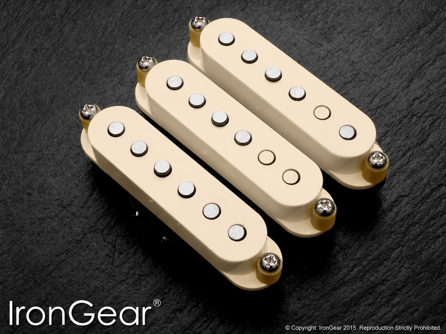 IronGear Smoke Stack II dual-coil Stratocaster pickup set, cream covers