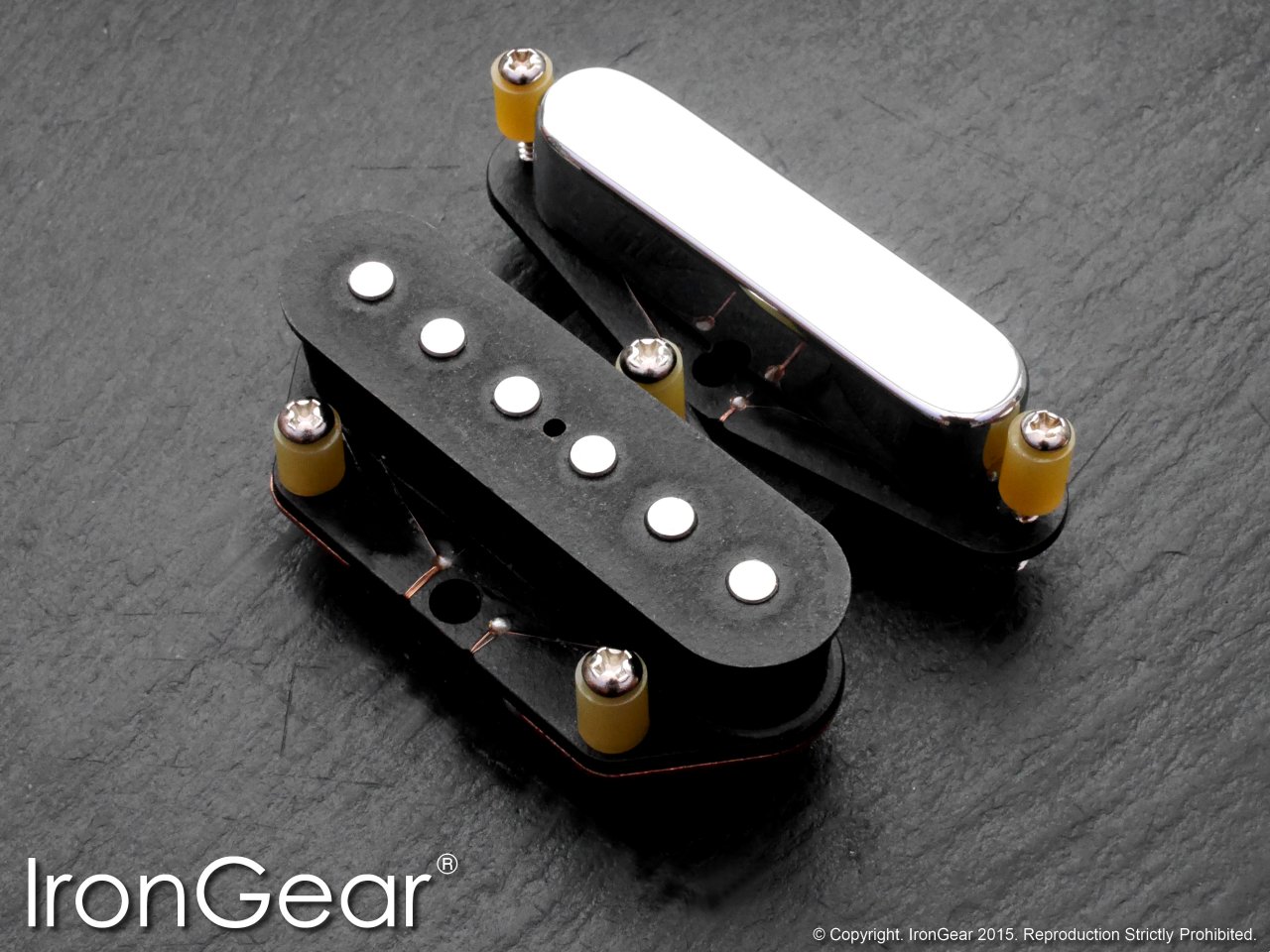IronGear Steel Foundry Telecaster pickup set, black bridge and chrome neck